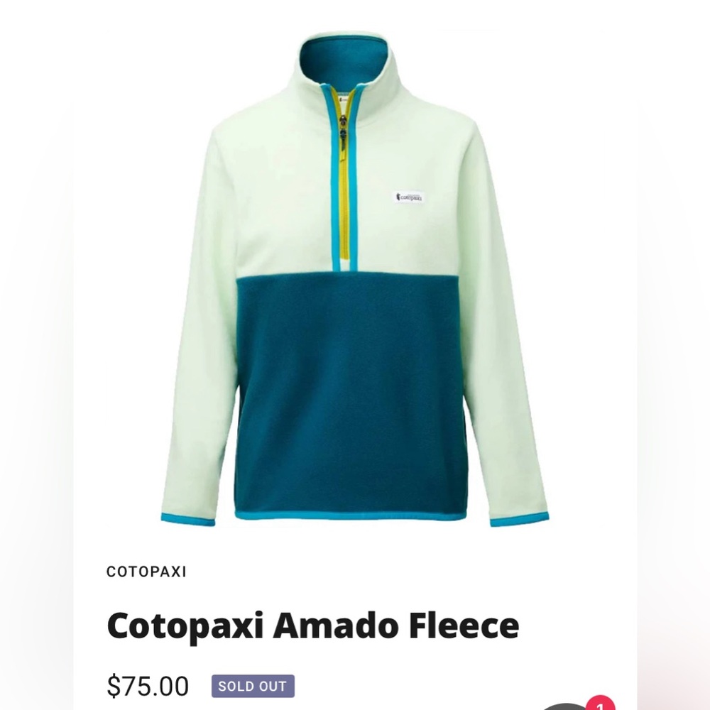 Women’s Cotopaxi Amado Quarter Zip Fleece Pullover Large
